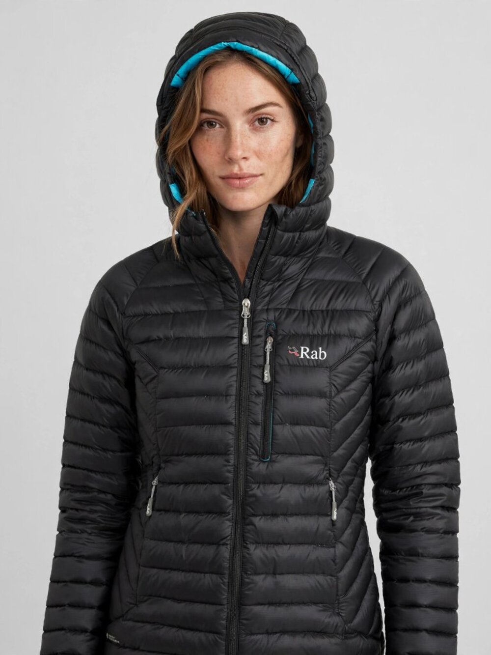 Rab Microlight Alpine Down Jacket Black Teal Lining S